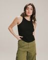 Tank Top De Rib,NEGRO